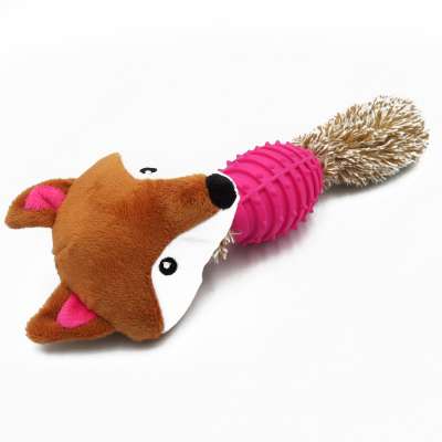 Pet Toys Squeaky Knit Dino Brown Plush Stuffed Chew Dog Toys